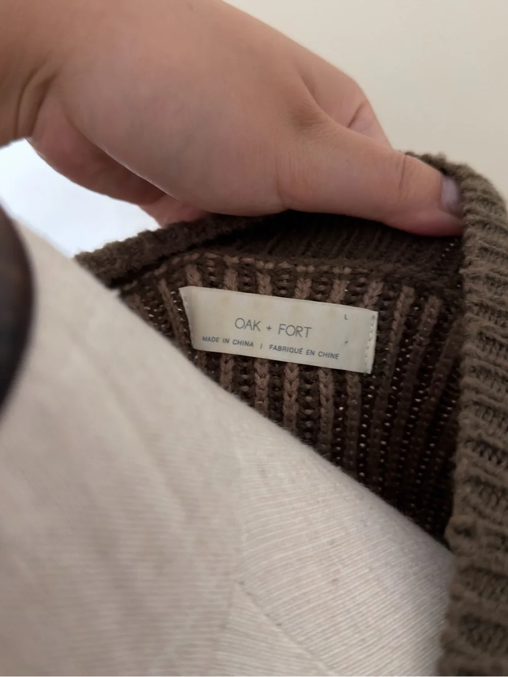 OAK + FORT Brown Ribbed Button-Front V-Neck Cardigan - Picture 3 of 5
